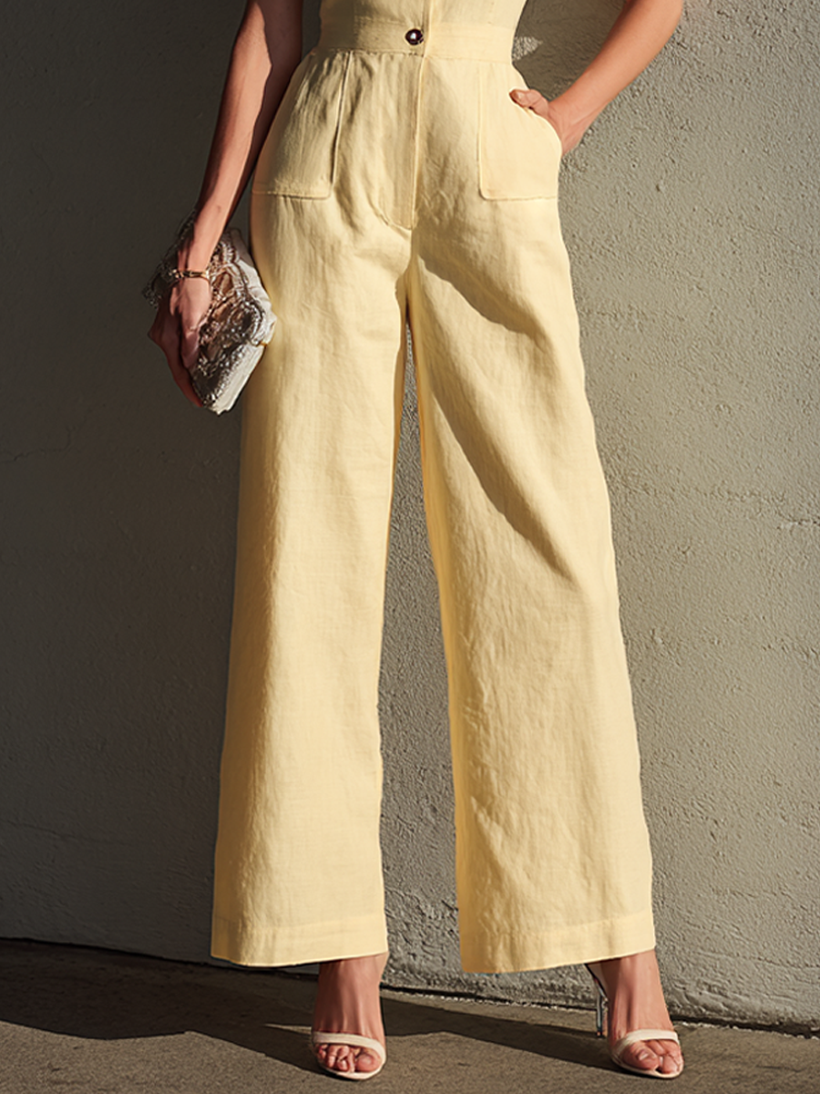 Lili - Combinaison Femme Rétro Élégante Jaune Clair