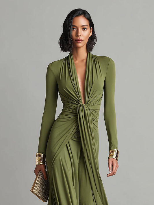 Valentina · Robe maxi avec décolleté en V et détails en volants
