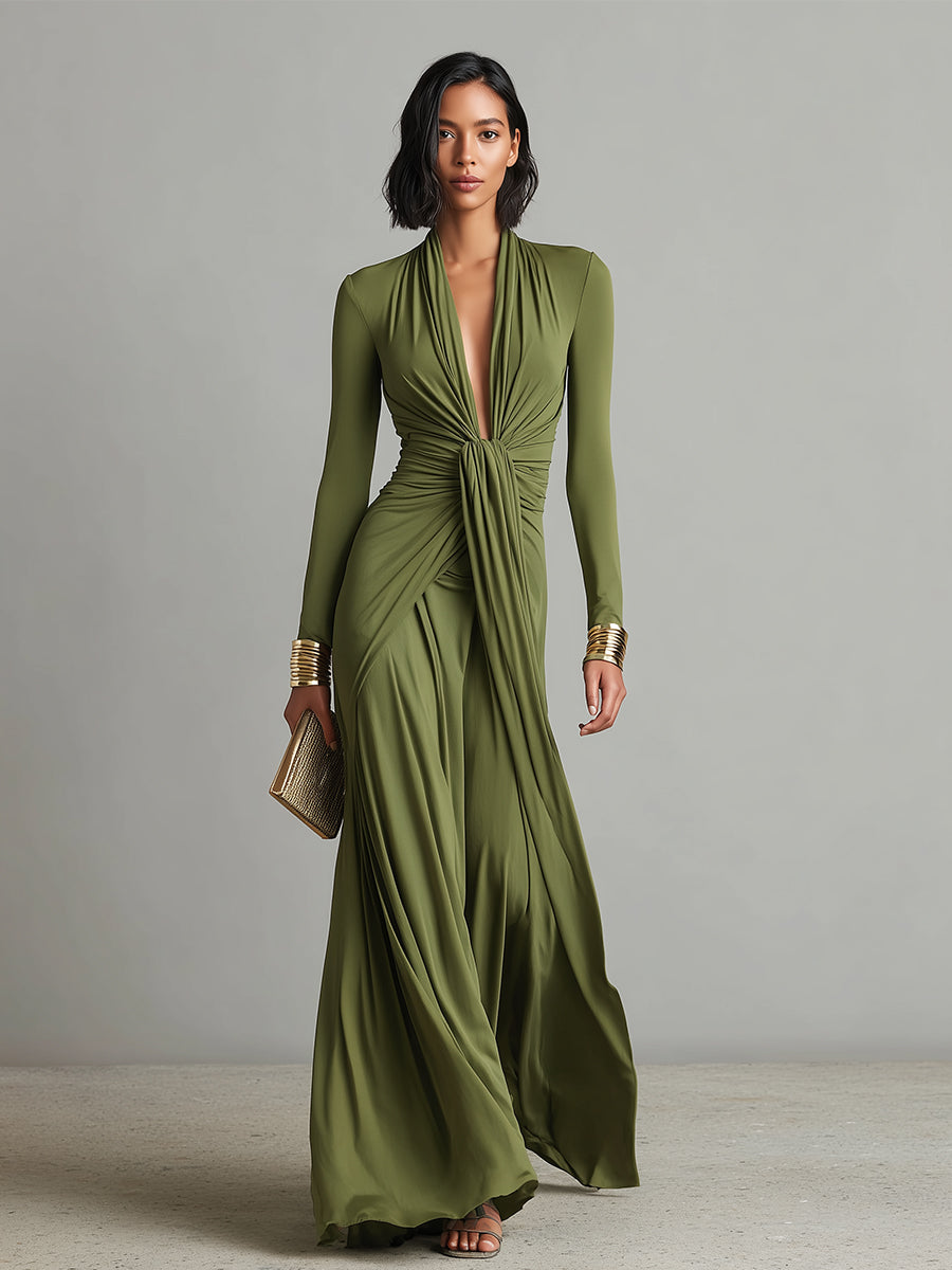 Valentina · Robe maxi avec décolleté en V et détails en volants