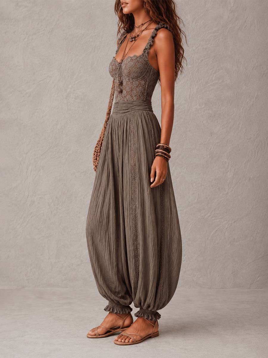 Émeline | Combinaison Harem en Dentelle et Chiffon