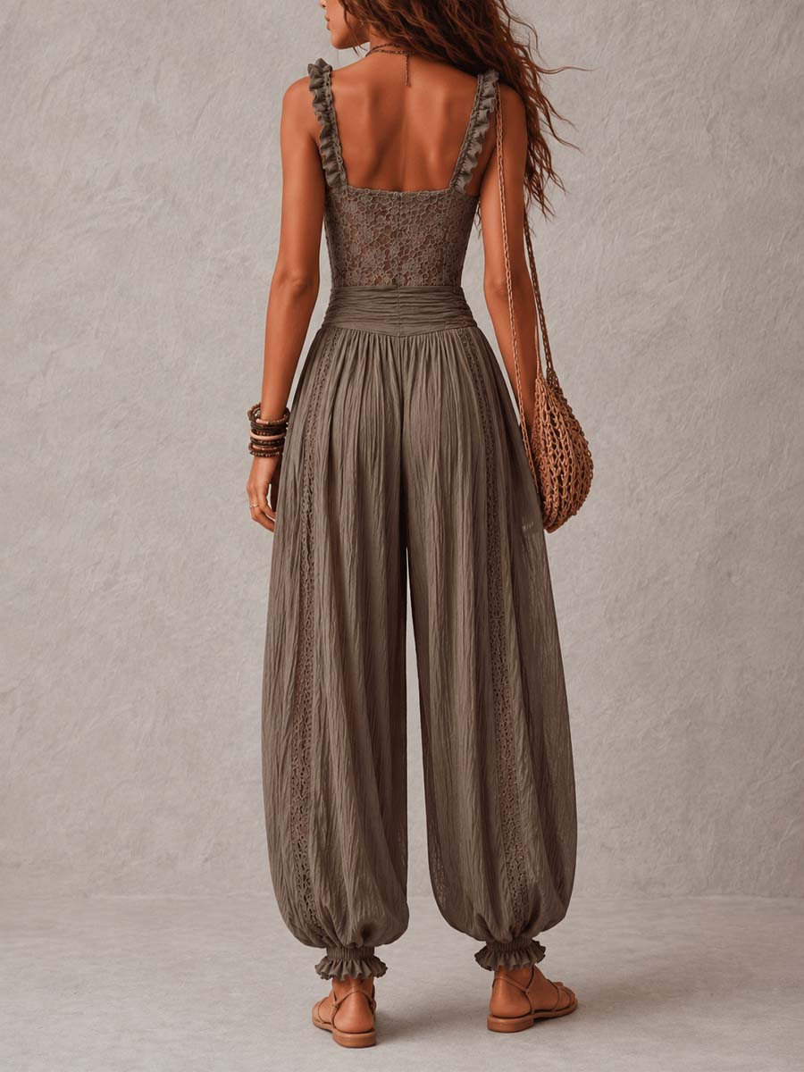 Émeline | Combinaison Harem en Dentelle et Chiffon