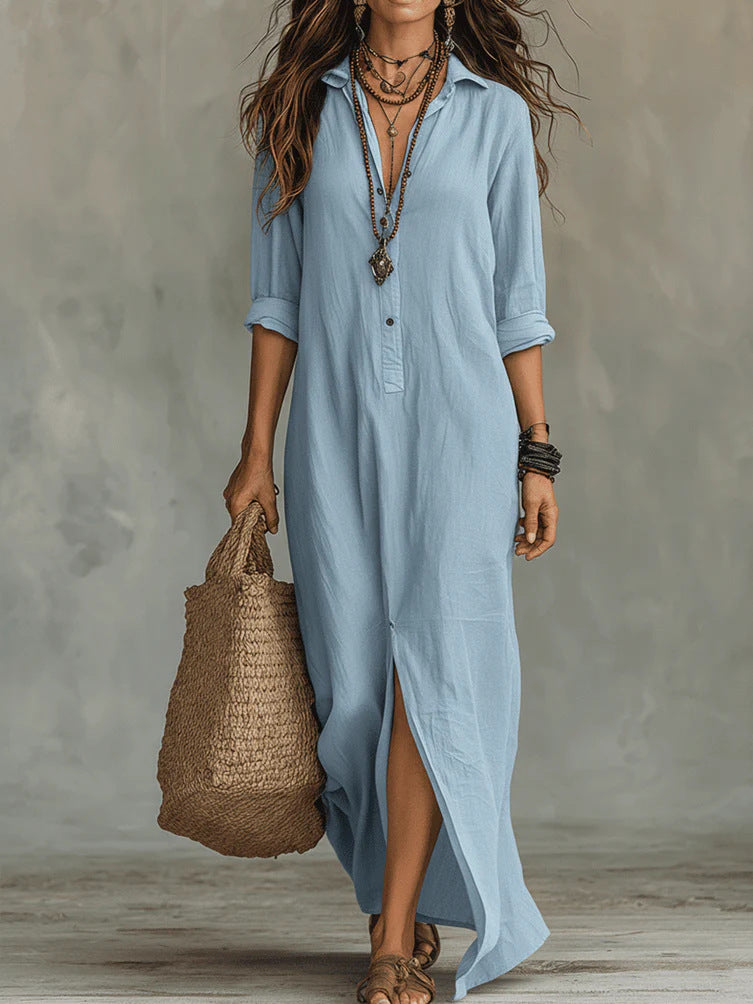 WILLOW | Robe Maxi Effortless Silhouette Flatteuse Vêtements Quotidiens Polyvalents