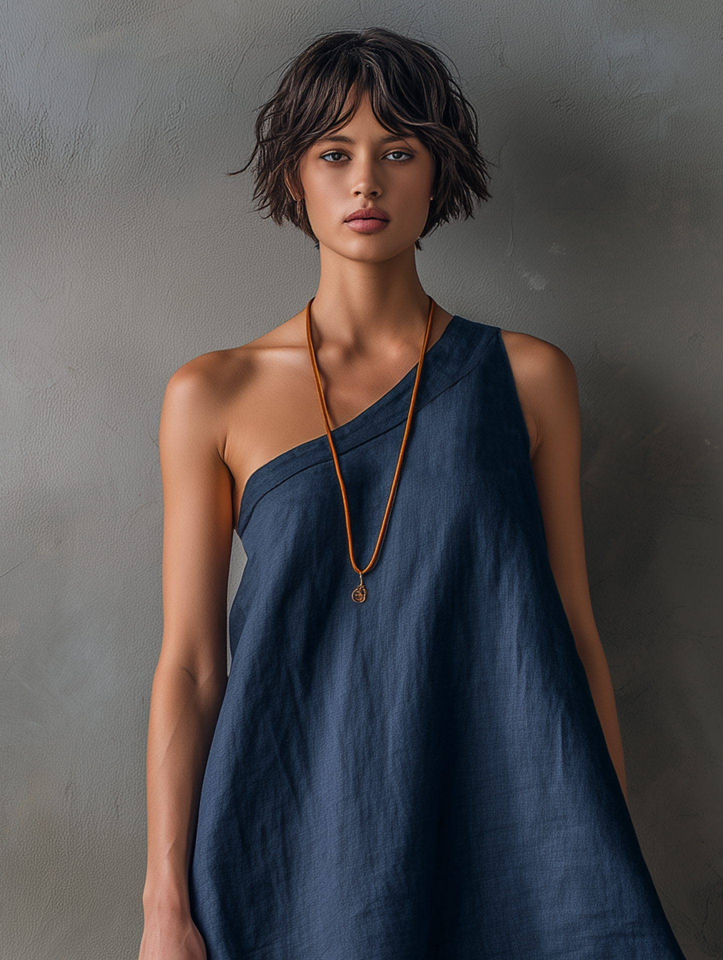 Jade - Robe Mini Sans Manches Minimaliste en Mélange Lin