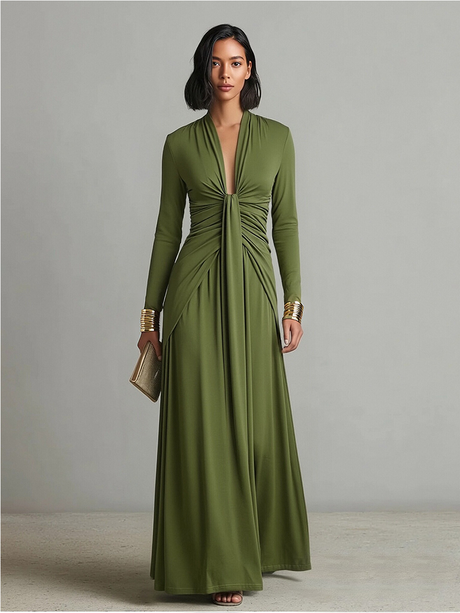 Valentina · Robe maxi avec décolleté en V et détails en volants