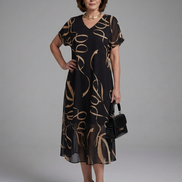 Adèle – Robe midi fluide imprimé abstrait
