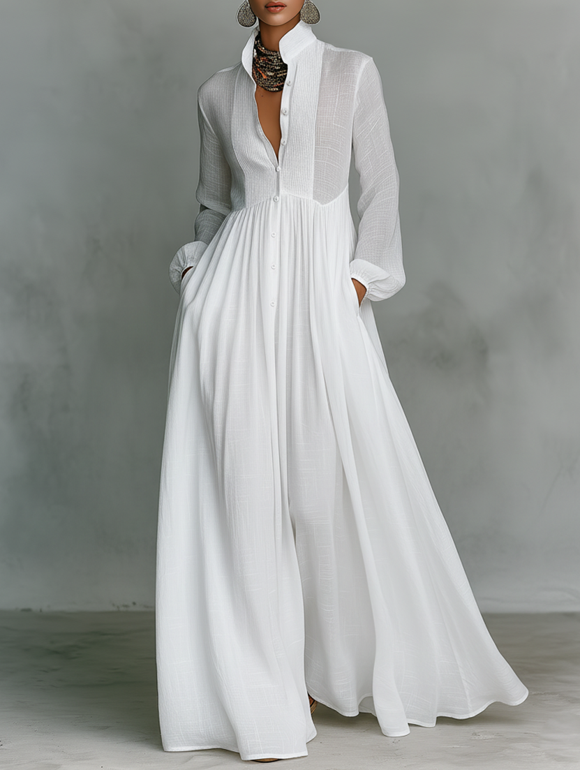 Elisa · Robe maxi minimaliste avec col montant