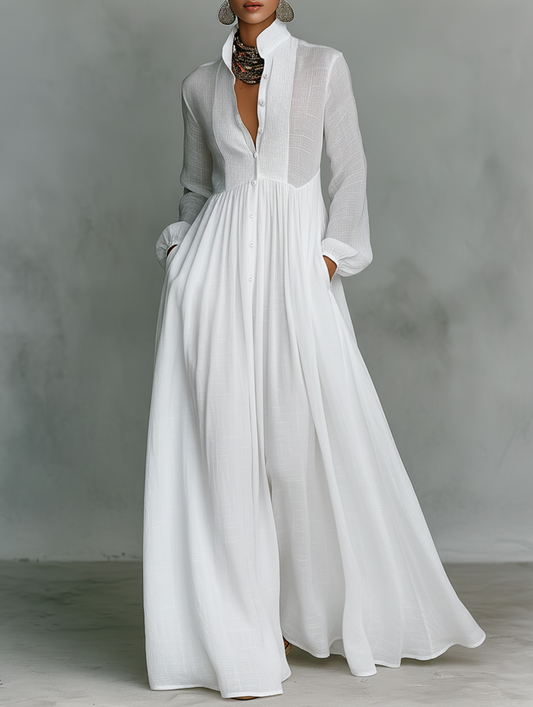 Elisa · Robe maxi minimaliste avec col montant