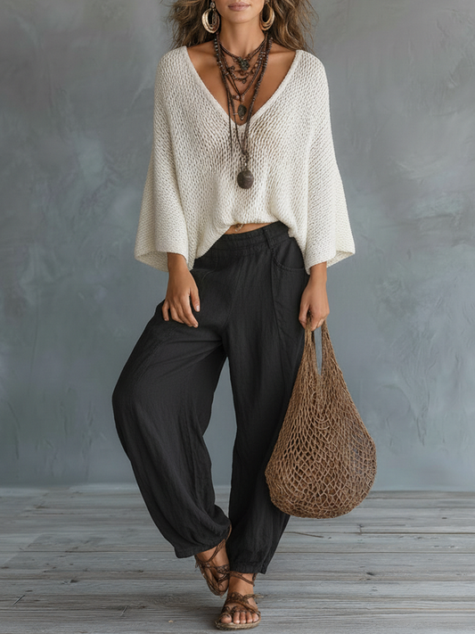 Louise -  Ensemble composé d'un pull à manches et d'un pantalon au style minimaliste