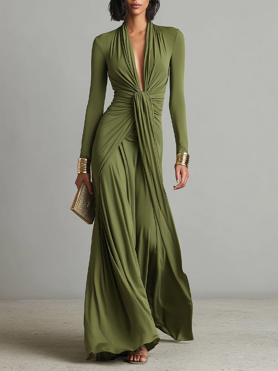 Valentina · Robe maxi avec décolleté en V et détails en volants