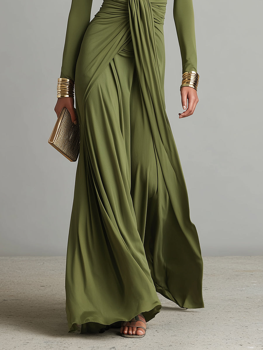 Valentina · Robe maxi avec décolleté en V et détails en volants
