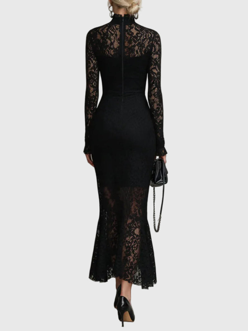 Monica | Robe Maxi Évasée en Dentelle Élégante