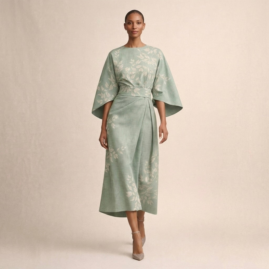 CLEMENTINE | Midi Floral avec Taille Sculptée et Élégance Aérienne