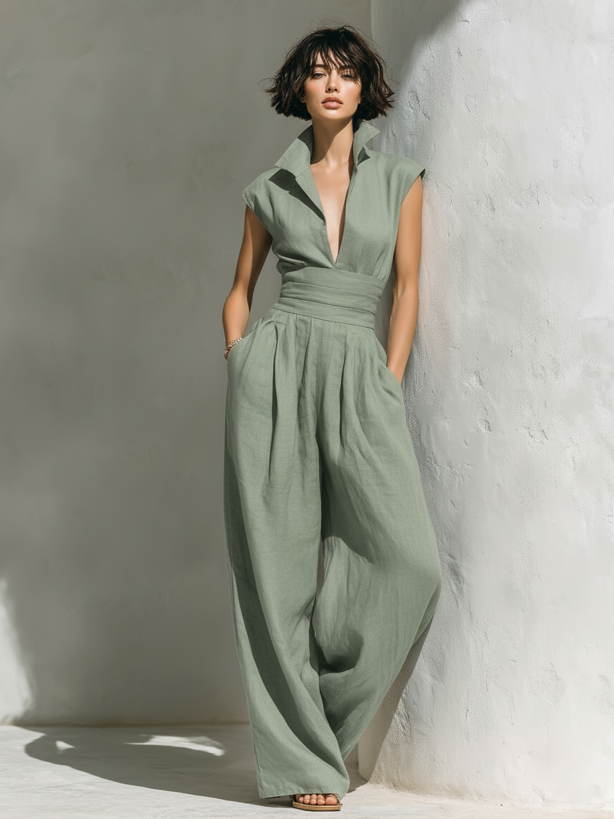 Anaïs - Combinaison Minimaliste En Mélange De Lin