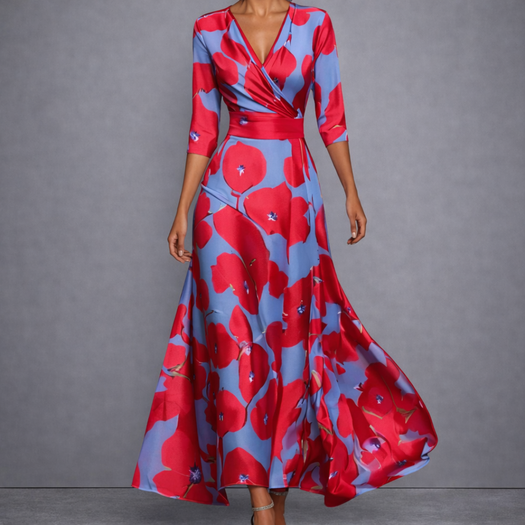CALLA | Robe Maxi Florale Sculptante pour une Confiance Élégante