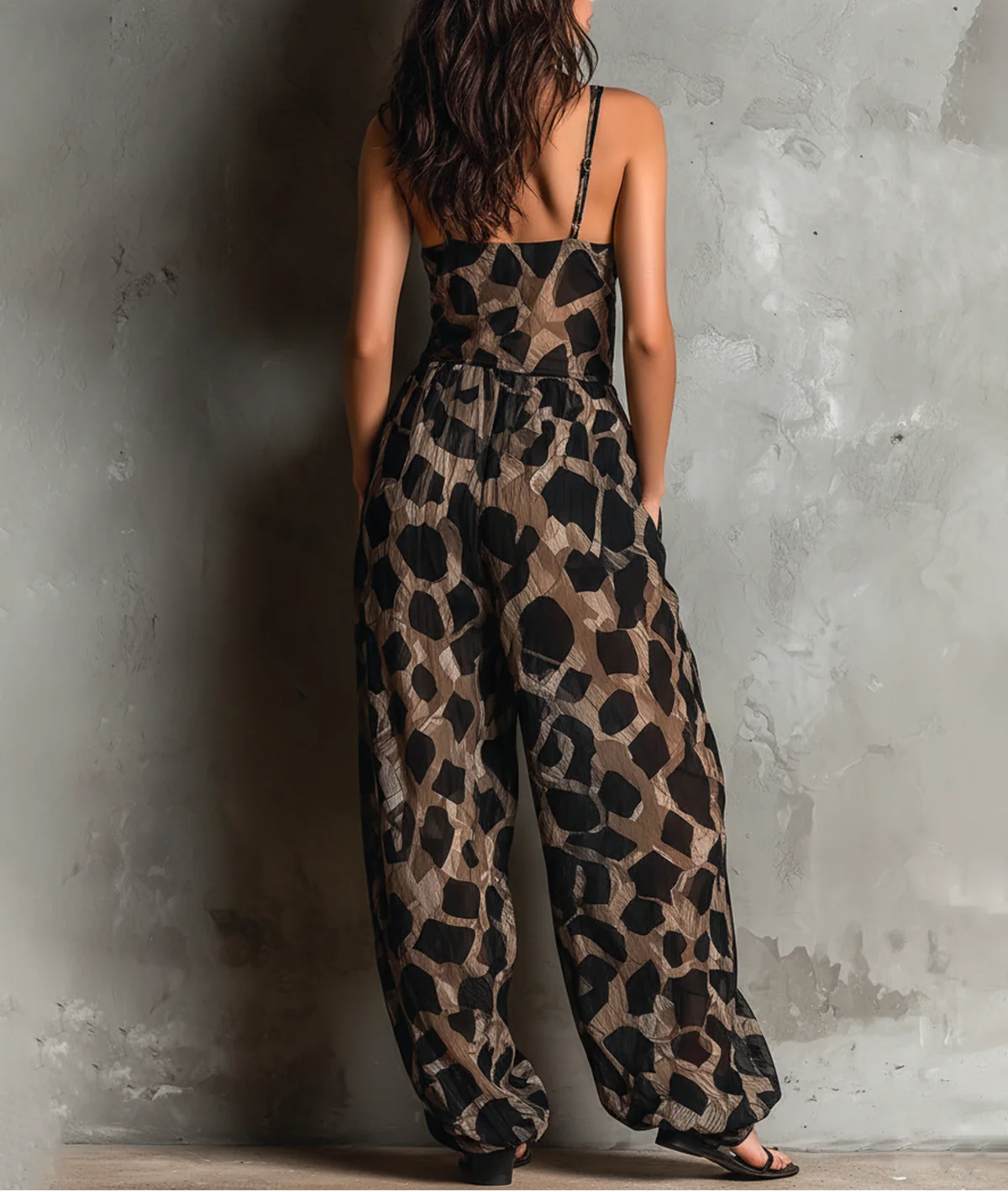 Rolande | Combinaison en Chiffon Noir Animalier