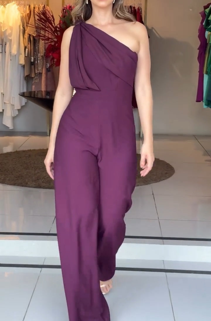 Combinaison violette à épaule unique