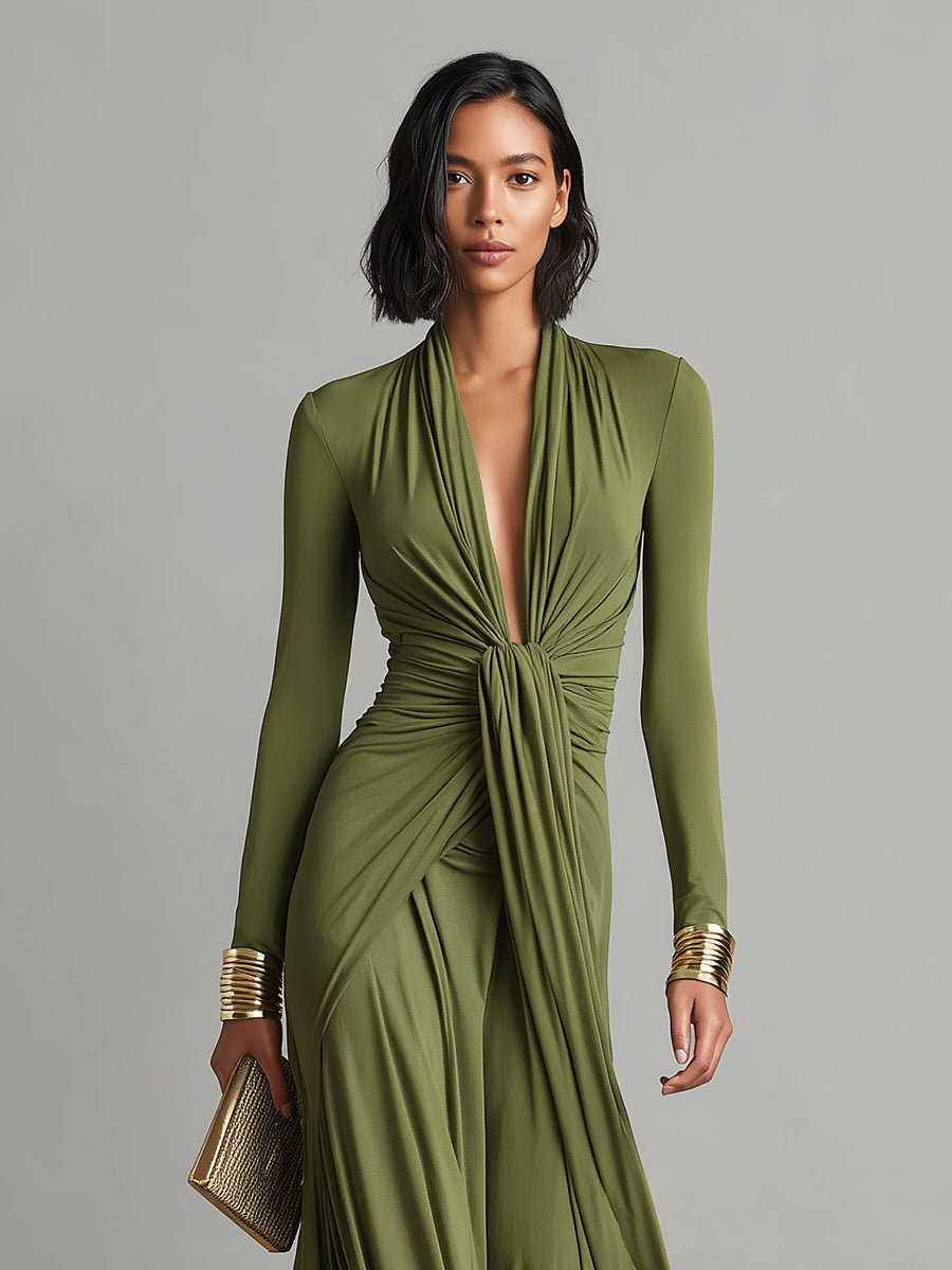 Valentina · Robe maxi avec décolleté en V et détails en volants