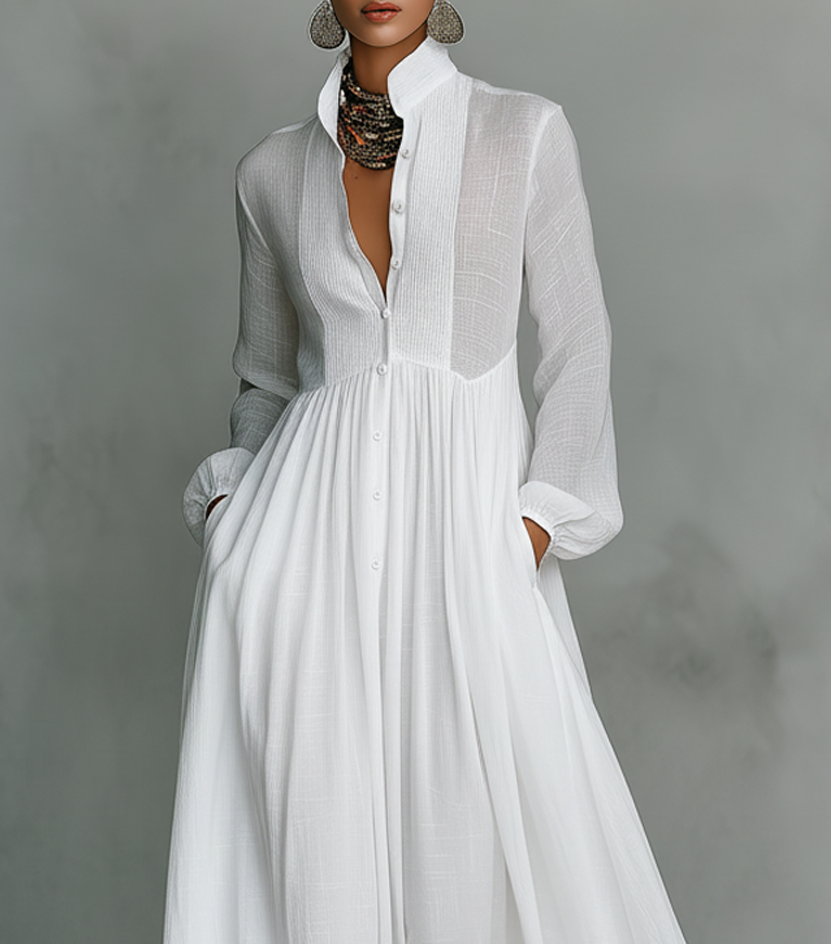 Elisa · Robe maxi minimaliste avec col montant