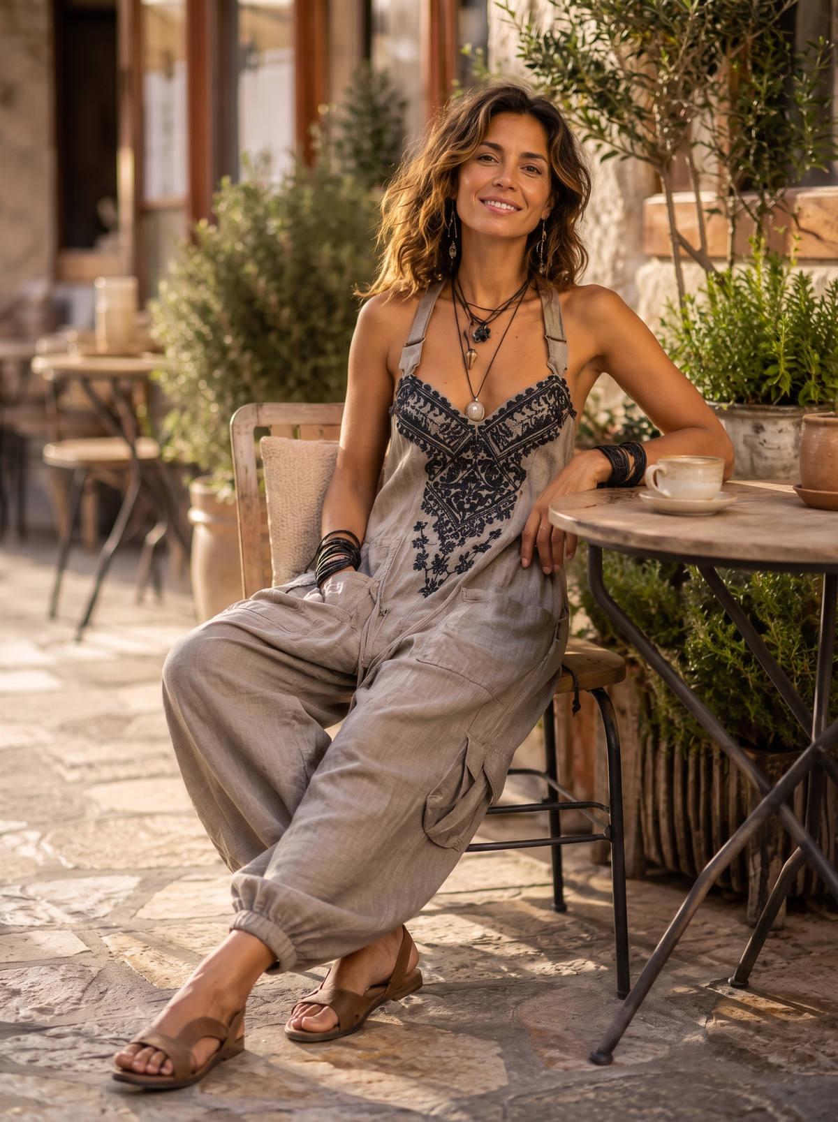 Aloïse | Salopette Boho avec Poches à Rabat