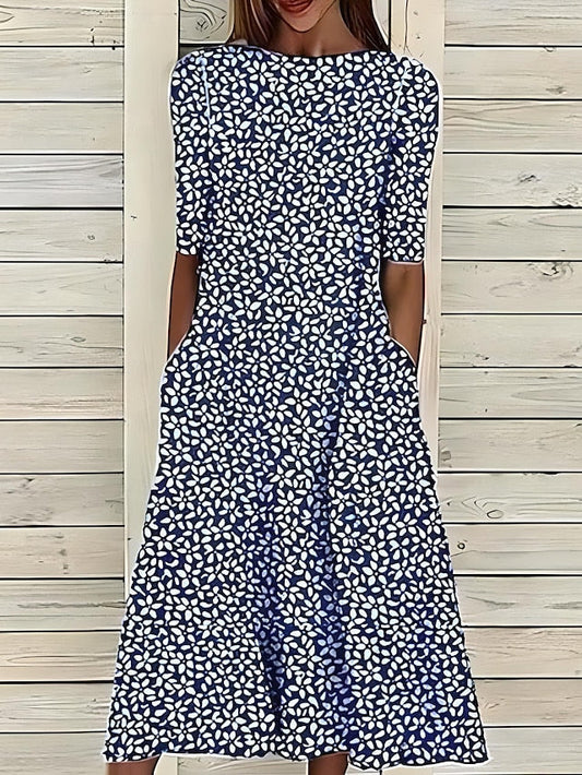 Annie – Robe midi fluide et confortable à imprimé floral